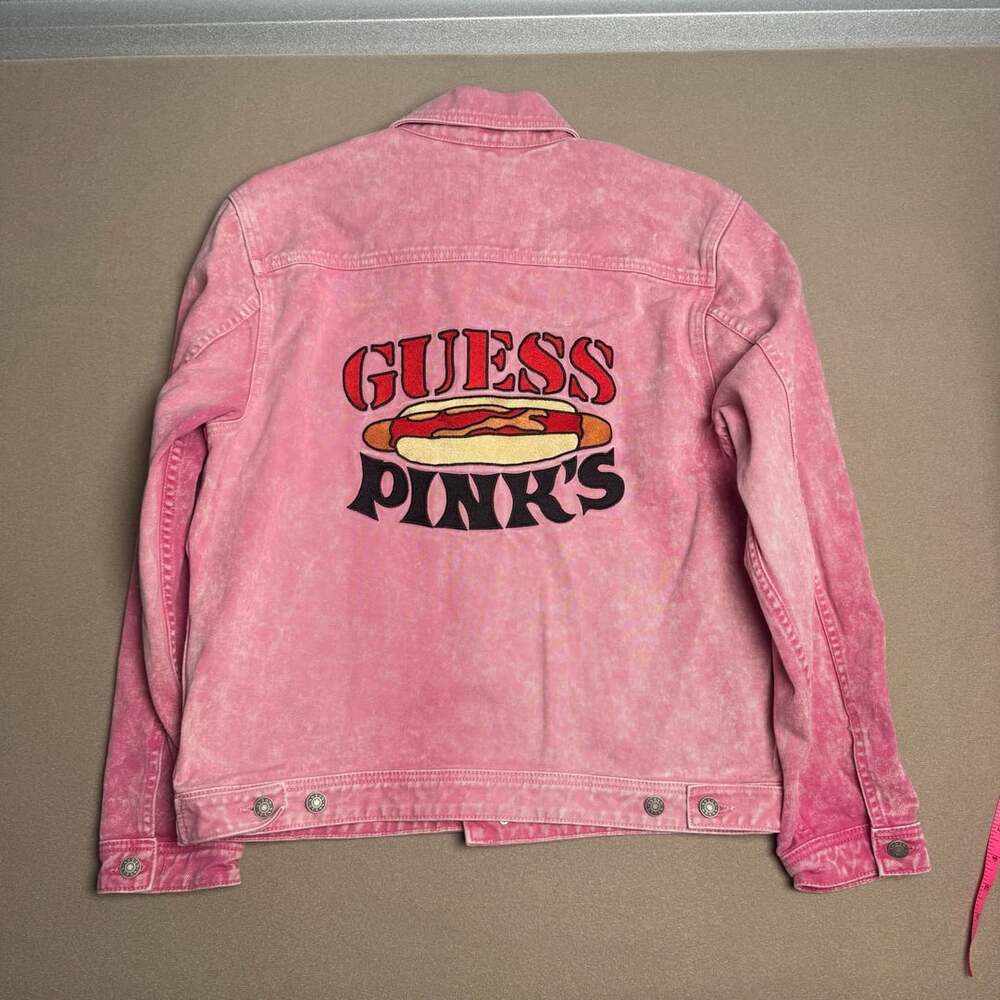 Guess Originals X Pink's Hotdogs Acid Wash Pink Denim Jacket